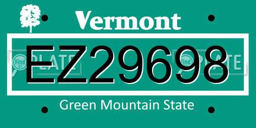 EZ29698 Vermont License Plate