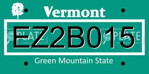 EZ2B015 Vermont License Plate