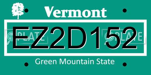 EZ2D152 Vermont License Plate