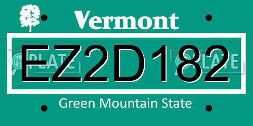 EZ2D182 Vermont License Plate