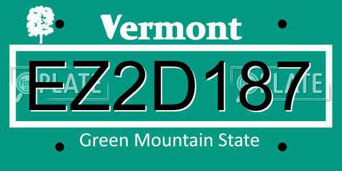 EZ2D187 Vermont License Plate