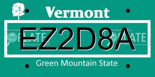 EZ2D8A Vermont License Plate