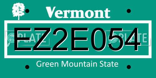 EZ2E054 Vermont License Plate