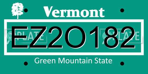EZ2O182 Vermont License Plate