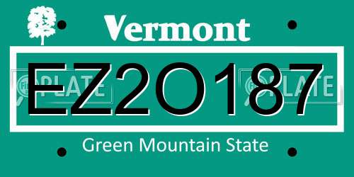 EZ2O187 Vermont License Plate