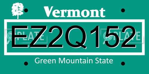 EZ2Q152 Vermont License Plate