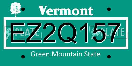 EZ2Q157 Vermont License Plate