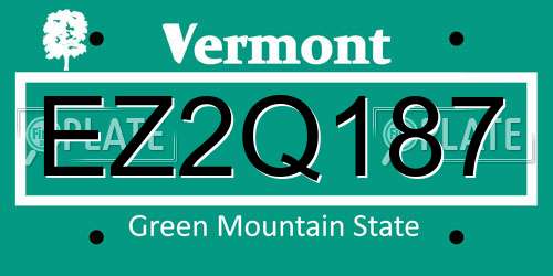 EZ2Q187 Vermont License Plate