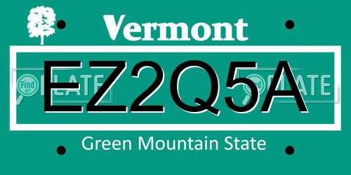 EZ2Q5A Vermont License Plate