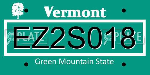 EZ2S018 Vermont License Plate