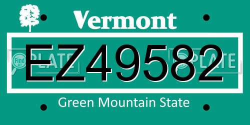 EZ49582 Vermont License Plate