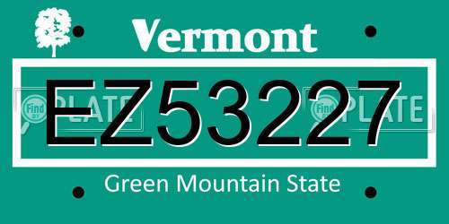 EZ53227 Vermont License Plate