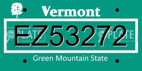EZ53272 Vermont License Plate