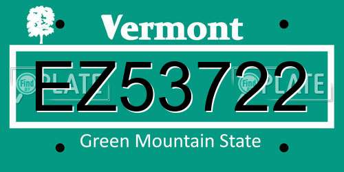 EZ53722 Vermont License Plate