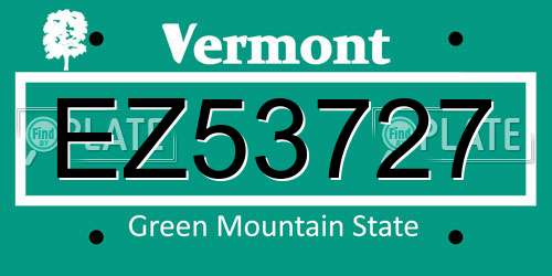 EZ53727 Vermont License Plate