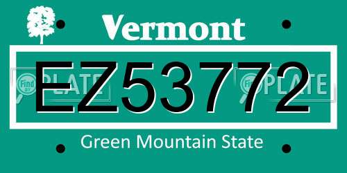EZ53772 Vermont License Plate