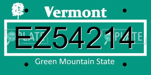 EZ54214 Vermont License Plate