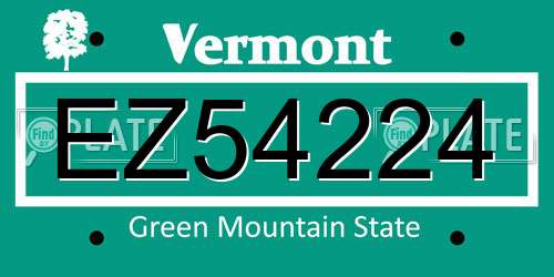 EZ54224 Vermont License Plate