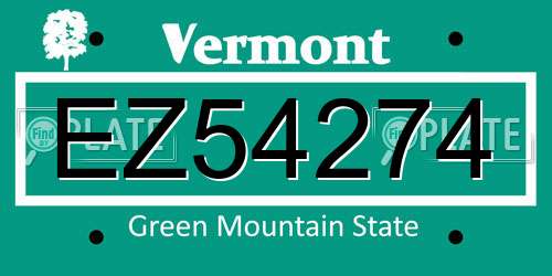 EZ54274 Vermont License Plate