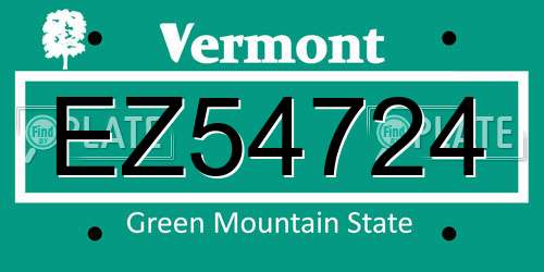 EZ54724 Vermont License Plate