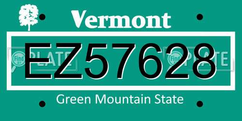 EZ57628 Vermont License Plate