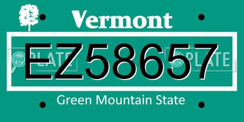 EZ58657 Vermont License Plate