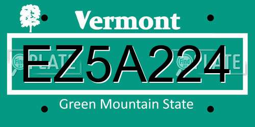 EZ5A224 Vermont License Plate