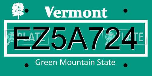 EZ5A724 Vermont License Plate