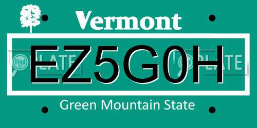 EZ5G0H Vermont License Plate