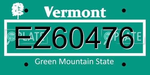 EZ60476 Vermont License Plate