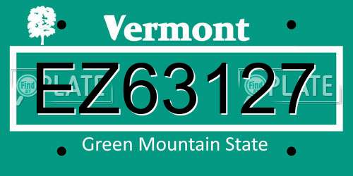 EZ63127 Vermont License Plate