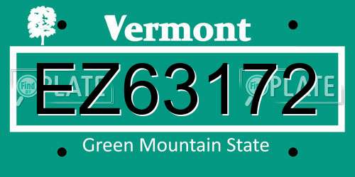 EZ63172 Vermont License Plate