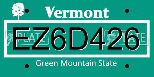 EZ6D426 Vermont License Plate