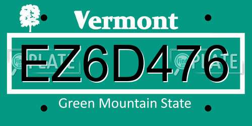 EZ6D476 Vermont License Plate
