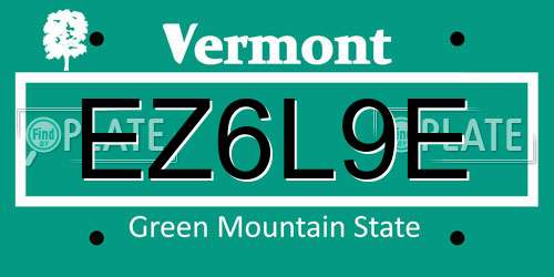 EZ6L9E Vermont License Plate