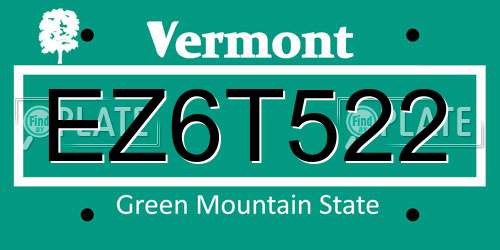 EZ6T522 Vermont License Plate