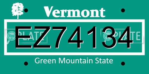 EZ74134 Vermont License Plate