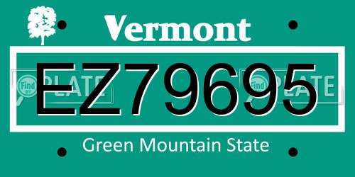 EZ79695 Vermont License Plate