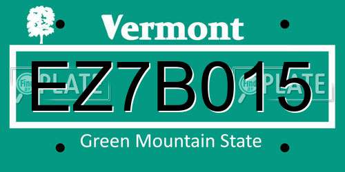 EZ7B015 Vermont License Plate