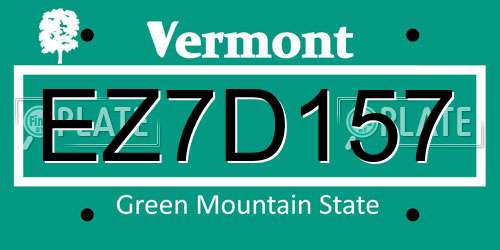 EZ7D157 Vermont License Plate
