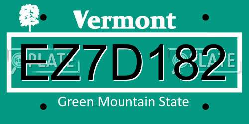 EZ7D182 Vermont License Plate
