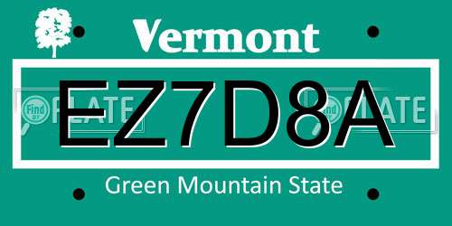 EZ7D8A Vermont License Plate