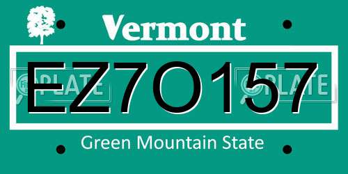EZ7O157 Vermont License Plate