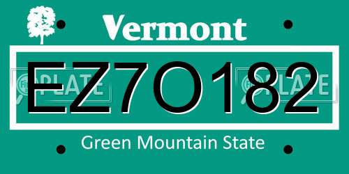 EZ7O182 Vermont License Plate