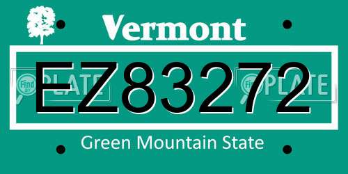 EZ83272 Vermont License Plate
