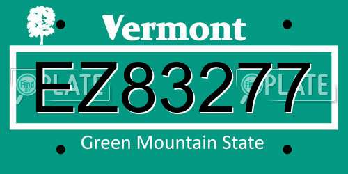 EZ83277 Vermont License Plate