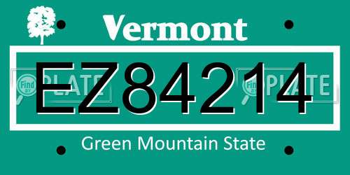 EZ84214 Vermont License Plate
