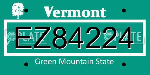 EZ84224 Vermont License Plate