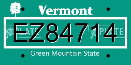 EZ84714 Vermont License Plate