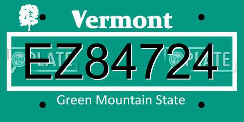 EZ84724 Vermont License Plate